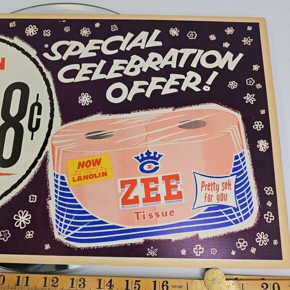Vintage Advertising Sign 1950s - Zee Tissue Crown Zellerbach Canada Limited - Picture 2 of 8